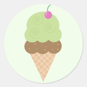 Limoen Ice Cream Cone Ronde Sticker