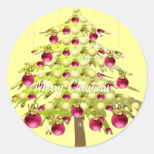 Limoen kerstboom met Ornamenten van pruimen Ronde Sticker (Voorkant)