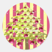 Limoen kerstboom met Ornamenten van pruimen Ronde Sticker (Voorkant)