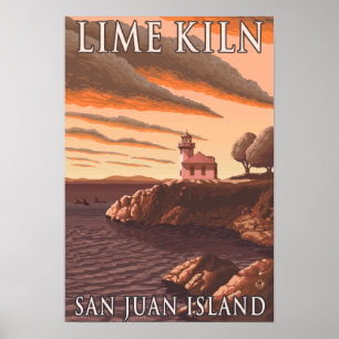 Limoen Kiln Lighthouse Vintage Travel Poster