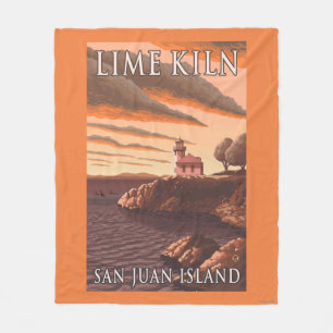 Limoen Kiln Lighthouse Vintage Travel Poster Fleece Deken