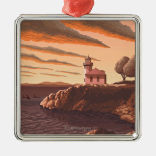 Limoen Kiln Lighthouse Vintage Travel Poster Metalen Ornament