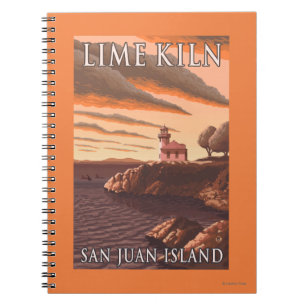 Limoen Kiln Lighthouse Vintage Travel Poster Notitieboek