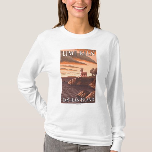 Limoen Kiln Lighthouse Vintage Travel Poster T-shirt (Voorkant)