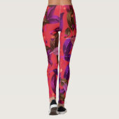 Limoen kleur Bladjes en bloemen Leggings (Achterkant)
