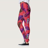 Limoen kleur Bladjes en bloemen Leggings (Links)