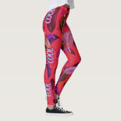 Limoen kleur Bladjes en bloemen Leggings (Rechts)