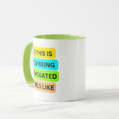 Limoen kleur combo mok SO_THIS_IS_HOW_BEING_AFSTUD (Voorkant links)