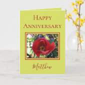 Limoen Kleur Man Happy Jubileum Roos Kaart (Gele Bloem)
