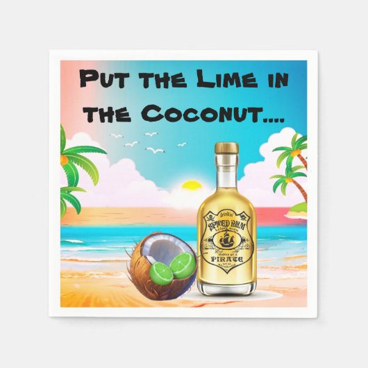 Limoen, kokosnoot en rum papieren servetten (Voorkant)