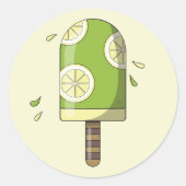 Limoen Lemon Ice Cream Bar Ronde Sticker (Voorkant)