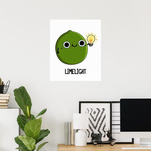 Limoen-light Funny Fruit Limoen Pun Poster (Thuiskantoor)