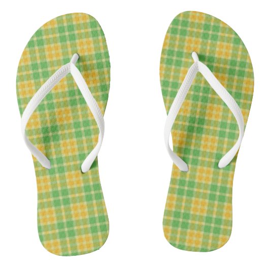 Limoen-lime geruite flip flops (Voetbed)