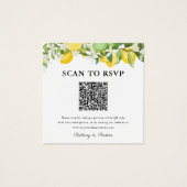 Limoen Limes QR-code Foto Bruiloft RSVP Vierkante Visitekaartjes (Voorkant)