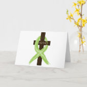 Limoen Lymfoom Awareness Ribbon on a Cross Kaart (Gele Bloem)