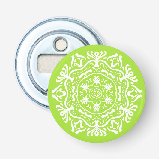 Limoen Mandala Button Flesopener (Voorkant)