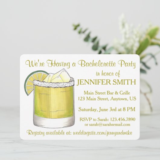 Limoen Margarita Cocktail Bachelorette Cinco de Ma Kaart (Staand voorkant)