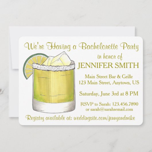 Limoen Margarita Cocktail Bachelorette Cinco de Ma Kaart (Voorkant)
