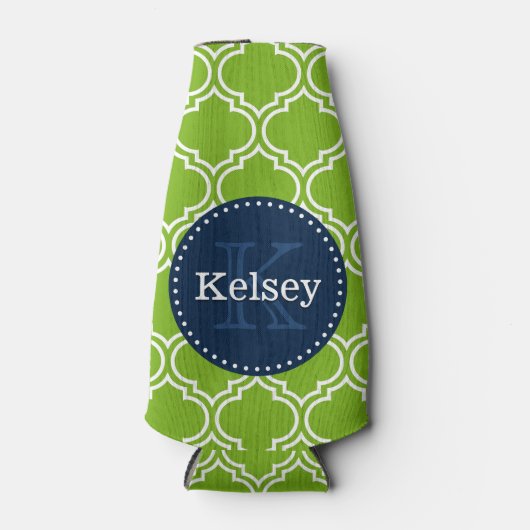 Limoen marinemonogram Marokkaanse Tegel Pattern Flesjeskoeler (Voorkant)