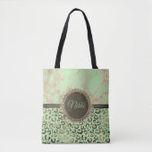 Limoen Marmeren Glitterij Leopard Gepersonaliseerd Tote Bag (Voorkant)