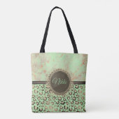 Limoen Marmeren Glitterij Leopard Gepersonaliseerd Tote Bag (Achterkant)