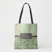 Limoen Marmeren Glittery Gold Leopard Gepersonalis Tote Bag (Voorkant)