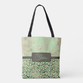 Limoen Marmeren Glittery Gold Leopard Gepersonalis Tote Bag (Achterkant)