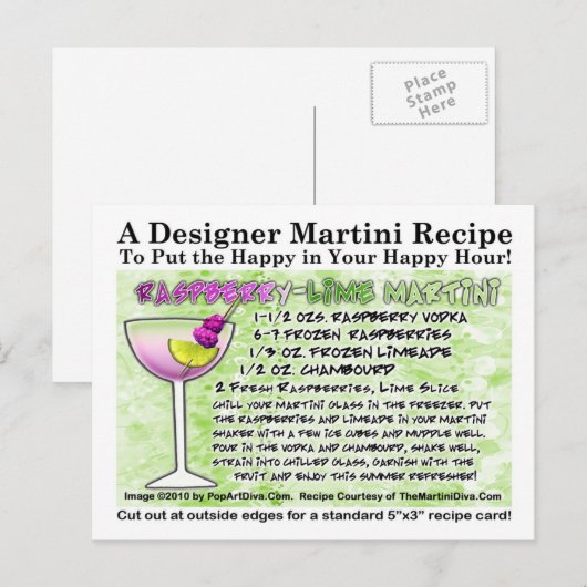 Limoen Martini Recipe Briefkaart (Voorkant / Achterkant)