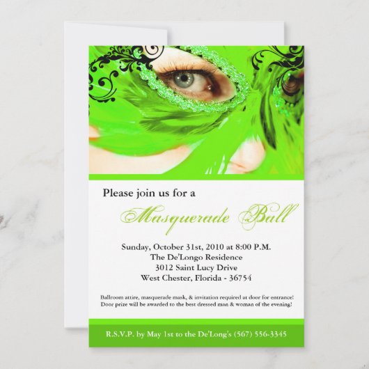 Limoen Maskerade Ball Costume Halloween Kaart (Voorkant)