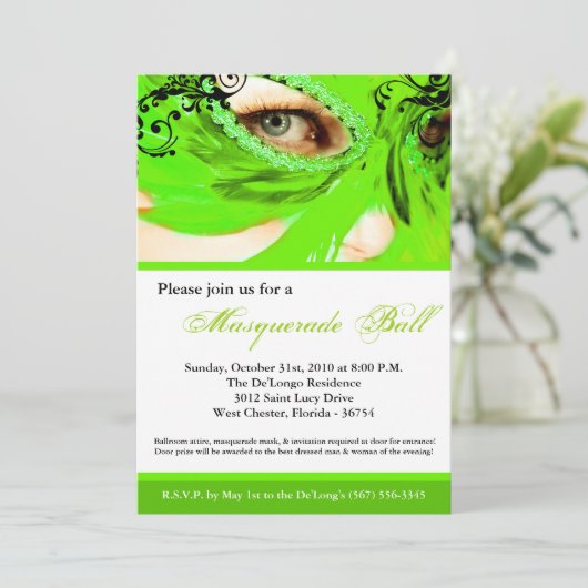 Limoen Maskerade Ball Costume Halloween Kaart (Staand voorkant)