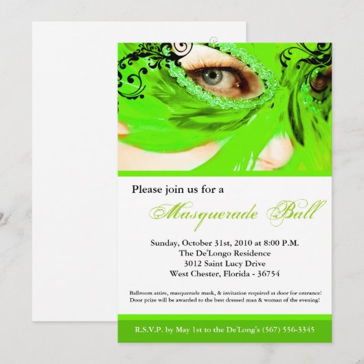 Limoen Maskerade Ball Costume Halloween Kaart (Voorkant / Achterkant)