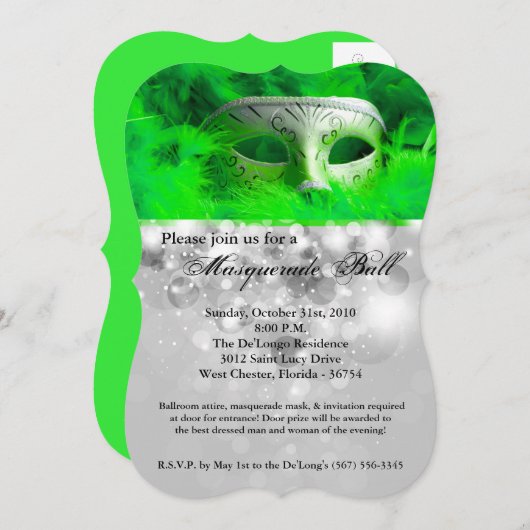 Limoen Masquerade Ball Mask Costume Halloween Part Kaart (Voorkant / Achterkant)