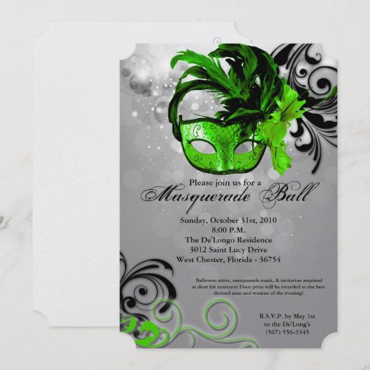 Limoen Masquerade Ball Mask Costume Halloween Part Kaart (Voorkant / Achterkant)