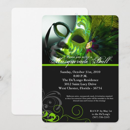 Limoen Masquerade Ball Mask Costume Halloween Part Kaart (Voorkant / Achterkant)