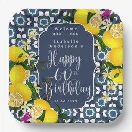 Limoen Mediterraan 60ste verjaardag Marine Papieren Bordje