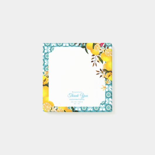 Limoen Mediterraanse Tegels Blauw Post-it® Notes (Voorkant)