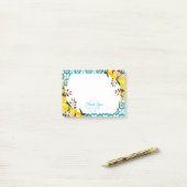 Limoen Mediterraanse Tegels Blauw Post-it® Notes (Op bureau)