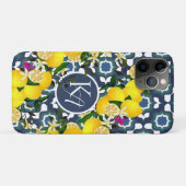 Limoen Mediterraanse Tegels Navy Blauwwit Case-Mate iPhone Case (Achterkant (horizontaal))
