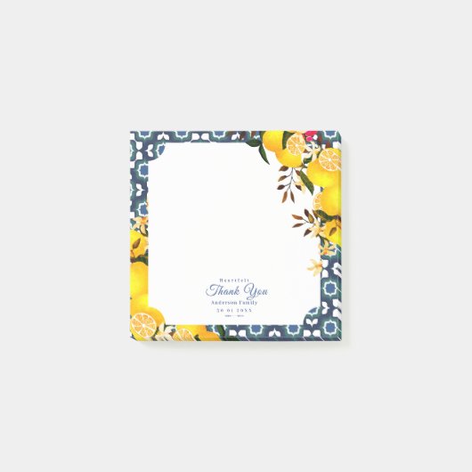 Limoen Mediterraanse Tegels Navy Post-it® Notes (Voorkant)