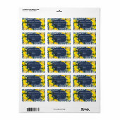 Limoen Mediterraanse Tegels Navyblauw Wit Etiket (Full Sheet)