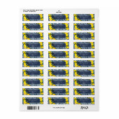 Limoen Mediterraanse Tegels Navyblauw Wit Etiket (Full Sheet)