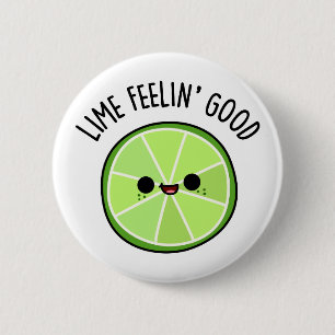 Limoen met goed gevoel Citrus Limoen Pun Ronde Button 5,7 Cm