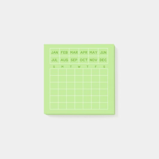 Limoen Minimalistische Maandelijkse Planner Mini K Post-it® Notes (Voorkant)