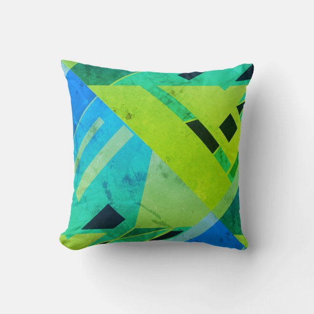 Limoen Mint Groen Blauw Navy Diagonal Abstract Des Kussen (Voorkant)