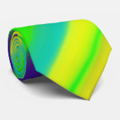 Limoen Mint Navy Abstracte Stripes Stropdas (Opgerold)