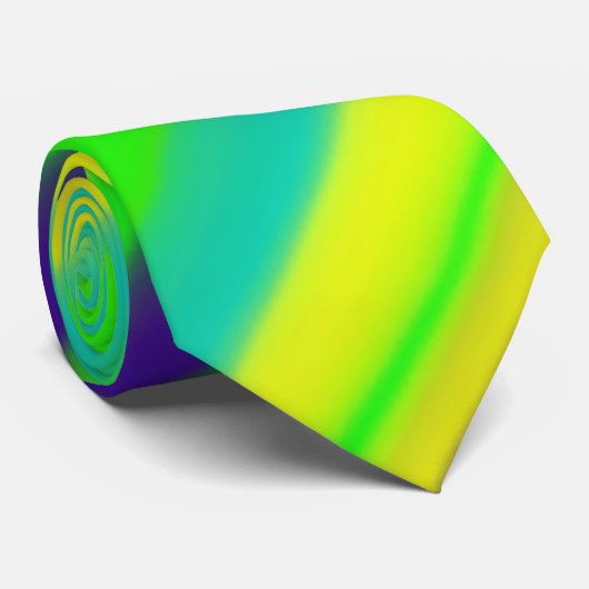 Limoen Mint Navy Abstracte Stripes Stropdas (Opgerold)