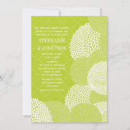 Limoen Modern Floral Chrysanthemum Wedding Kaart