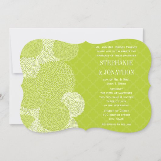 Limoen Modern Floral Chrysanthemum Wedding Kaart (Voorkant)