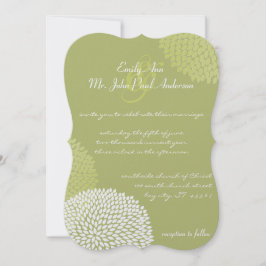 Limoen Modern Floral Chrysanthemum Wedding Kaart