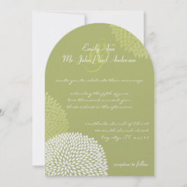 Limoen Modern Floral Chrysanthemum Wedding Kaart
